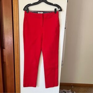 Boden Women’s Red Ankle Pants Size 4R Slim Fit Side Zip Cropped Trousers